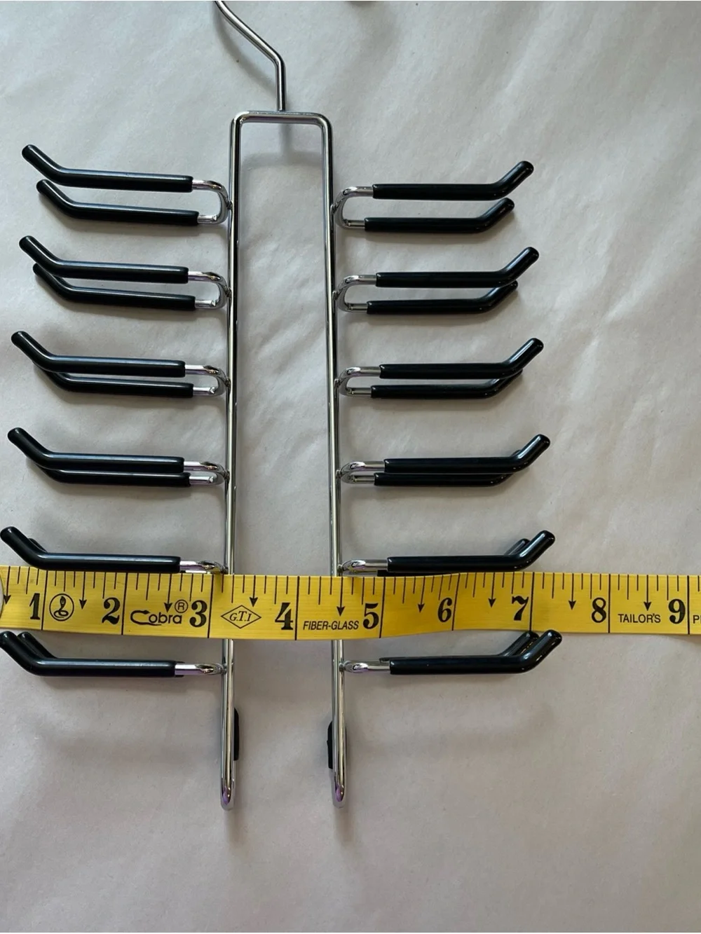 Multi-Tier Metal Scarf, Ties & Belt Hanger - Black Accent Hooks